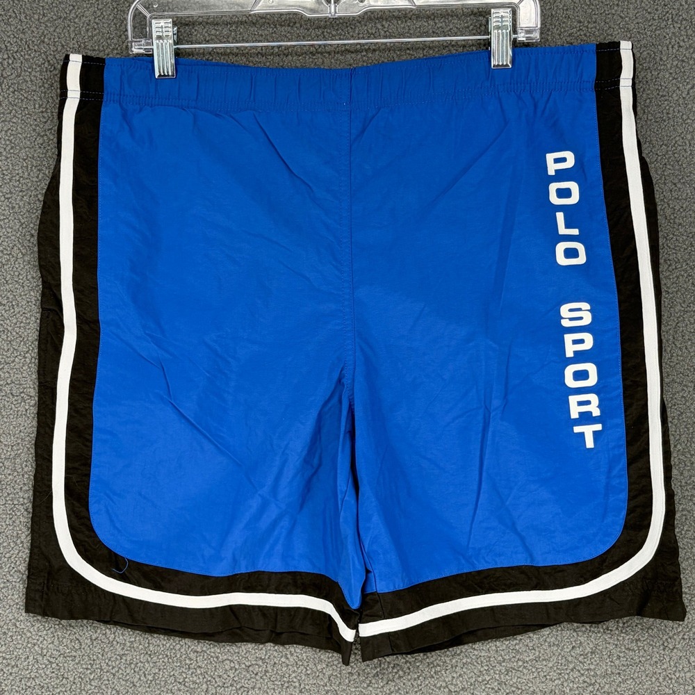 Polo Sport Ralph Lauren Mens Blue Black Side Stripe Swim Trunks Size M RN 41381